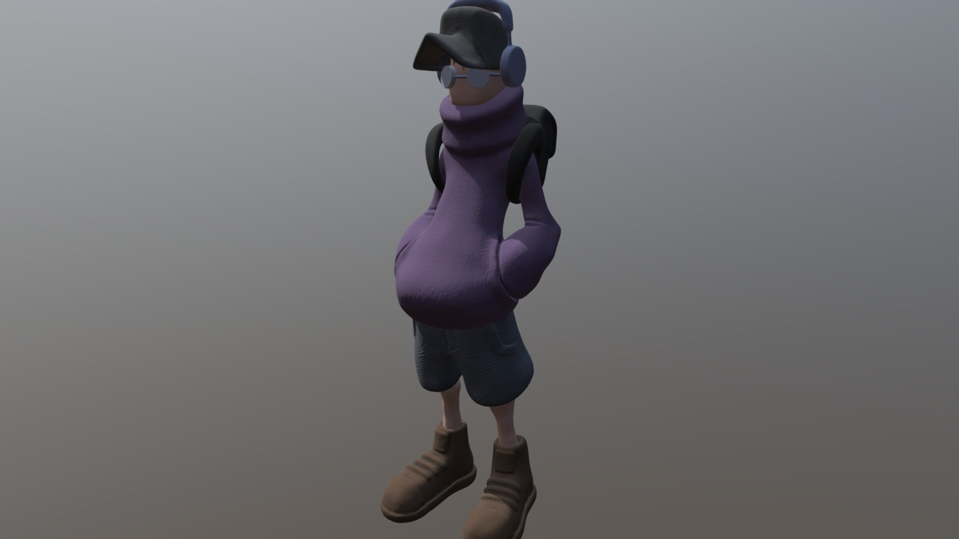 Cartoon character inspired by a concept art by Jonathan Jay Han. It was my first completed work at Zbrush 3d model