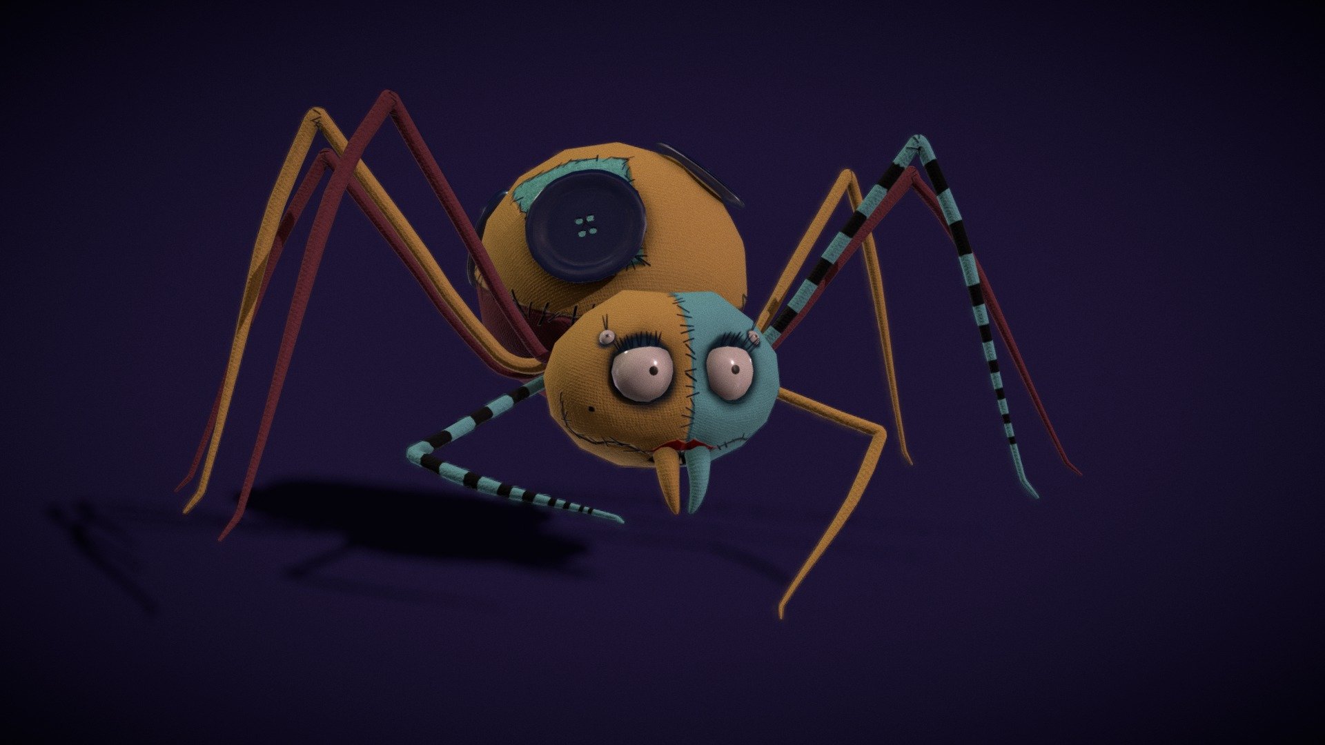 This little spider was inspired by a specific movie. Can you guess it?

It is nspired by Tim Burtons Nightmare before christmas and was thought as a special gift for Sally.

My gift for Sally is a little spider that will care for Sally as much as Sally cares for her loved ones. She will help sew Sally back together with her spiky arms/legs and her practical abilty to produce yarn 3d model