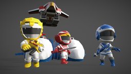 Liveman Bioman cute, chibi, mech, warrior, live, retro, hero, collection, mecha, show, sentai, sentai-robots, character, low, poly, man, animated, rigged, bioman