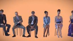 6X Sitting Business TREAPL People Man and Woman sitting, event, business, woman, seated, businessman, elegant, architecture, man, female, male, clapping, noai