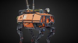 Robot Izhevsk Mechanics [Draft] mechanics, mech, indie, draft, leg, wire, trunk, flashlight, camera, engine, canister, charecter, izhevsk, bostondynamics, izh, modeling, game, blender, model, gear, concept, robot