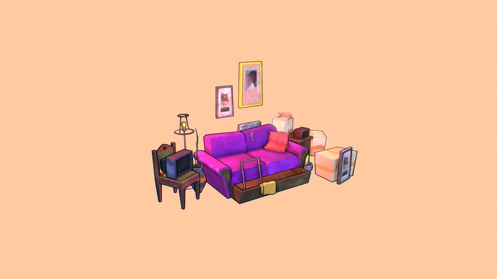 Cartoon Room - Download Free 3D model by canakdemir 3d model