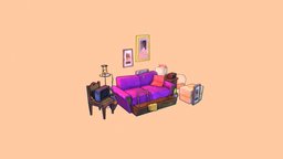 Cartoon Room substancepainter, handpainted, cartoon, blender, lowpoly, home