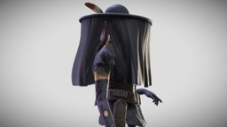The Duchess of Death sculpt, hat, revolver, gunslinger, dress, woman, wildwest, veil, duchess, character, girl, bust, female, guns, model3d, gameready