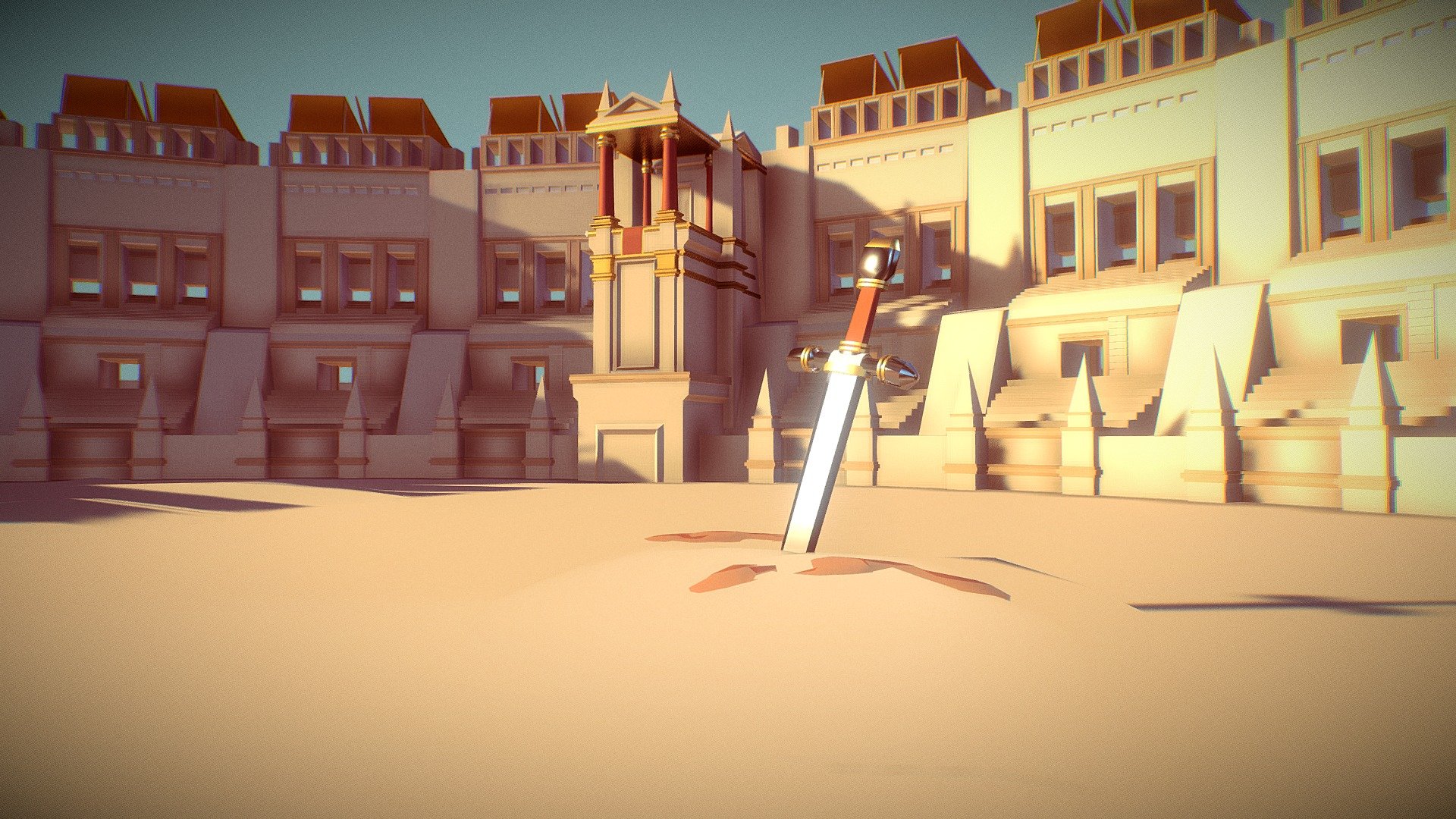 People used to get entertained here.. quick draft for XYZ School daily challenge - Old battle arena - Download Free 3D model by Rixael 3d model