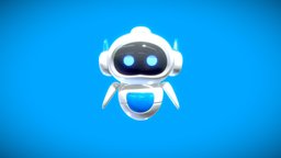 Robot cartoon cute, clean, character, cartoon, asset, game, 3d, blender, low, poly, model, sci-fi, robot, simple, noai