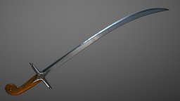 Medieval scimitar medieval, scimitar, pbr, sword, steel