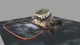 Old Push Boat barge, shipwreck, wreck, vessel, shipping, naval, tug, tugboat, cargo, commercial, push, tow, nautical, watercraft, ship, industrial, boat, wreckship