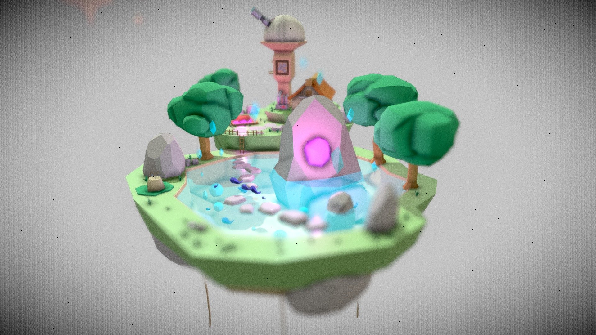 5h of work, only unity base colors - Small Floating Island Low Poly - 3D model by athenos (@athenosvermillion) 3d model