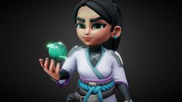 Kid Sage unreal, sage, riot, texturedmodel, substance, character, unity, blender, zbrush, stylized, rigged, gameready, valorant, noai