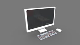 Cartoon White Computer Desktop computer, toon, white, monitor, electronics, desktop, cartoon, low, poly, anime, keyboard, comput