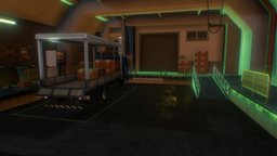 Loading & Unloading testing, wip, delivery, loading, lorry, carpark, unloading, 3d, blender, vehicle, model, building, interior, industrial, environment