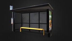 UK Bus Shelter bus, shelter, stop, substancepainter, substance