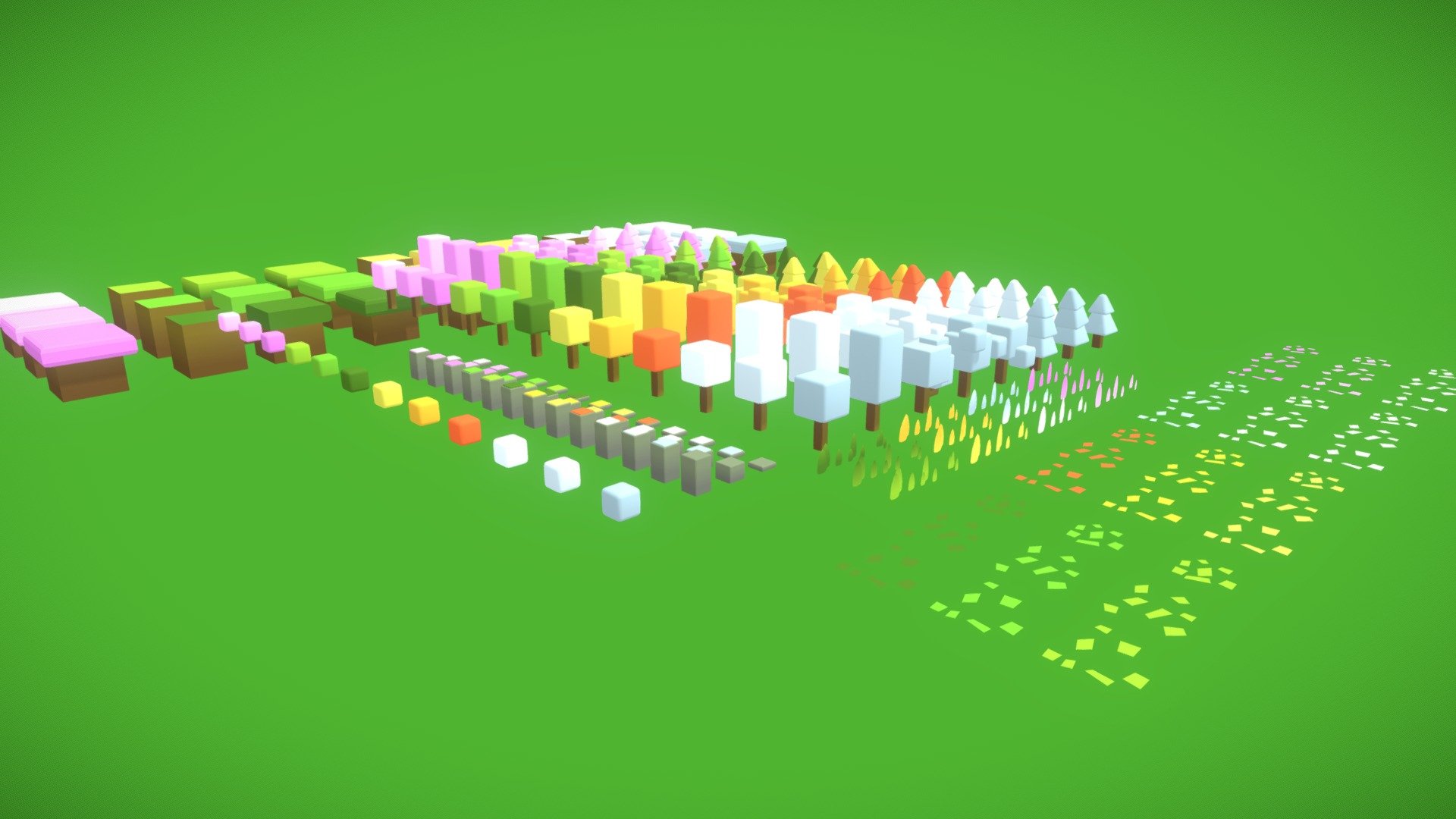 LOWLY POLY CARTOON NATURE

255 Cartoon Nature Assets
* 96 trees (24 per season)
* 39 rocks (9 per season + 9 normal)
* 12 bushes
* 36 ground tiles (9 per season)
* 36 grasses (9 per season)
* 36 leaf decals (9 per season)




1 512x512 texture
 - LowLY Poly - Cartoon Seasons Nature - 3D model by aljubicic 3d model