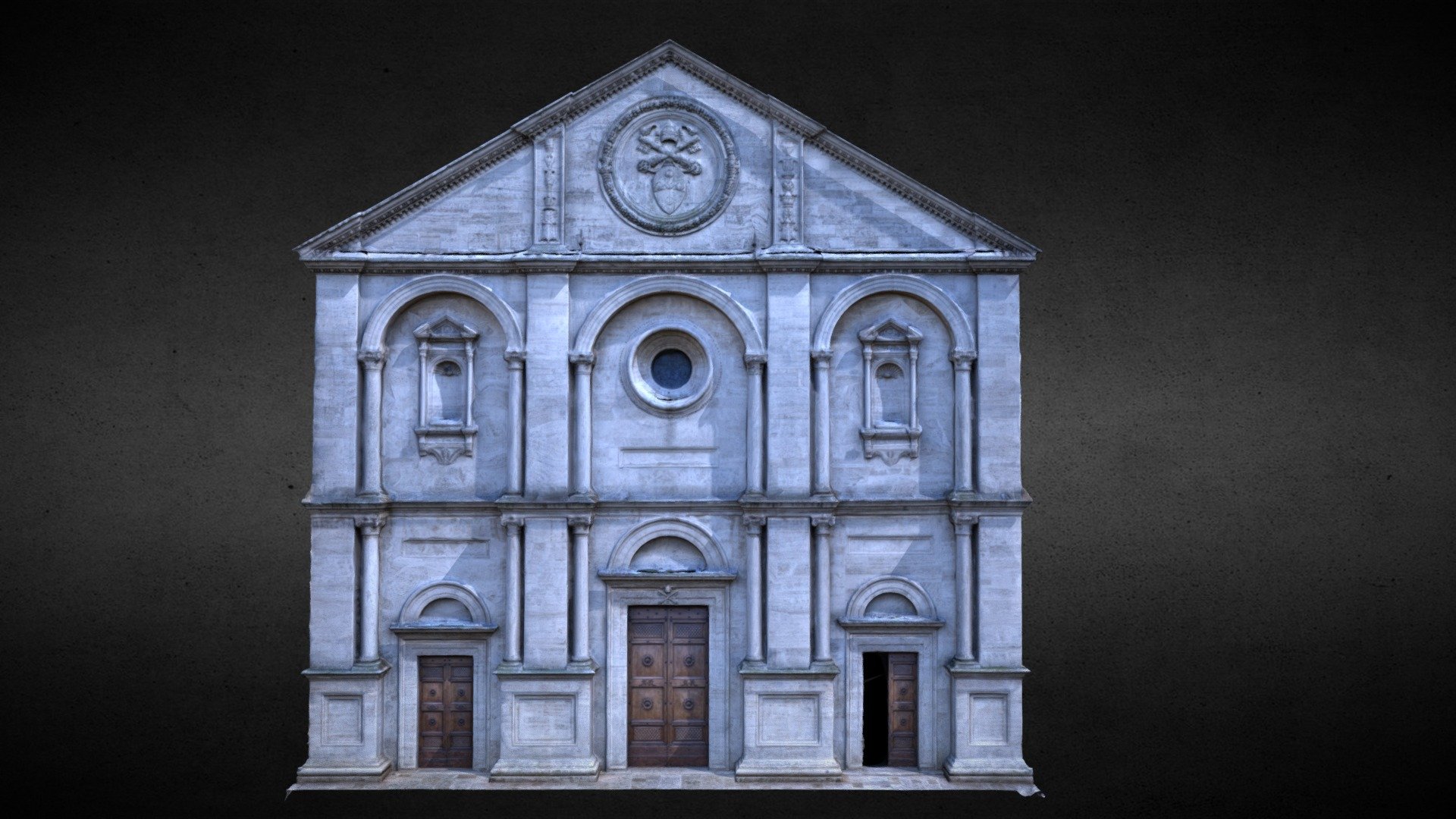 Pienza Cathedral (Italian: Duomo di Pienza; Concattedrale di Santa Maria Assunta) is a Roman Catholic cathedral dedicated to the Assumption of the Virgin Mary in Pienza, in the province of Siena, Italy.

From 1462 the episcopal seat of the Diocese of Pienza, then since 1773 of the Diocese of Chiusi-Pienza, it has been since 1986 a co-cathedral in the Diocese of Montepulciano-Chiusi-Pienza 3d model