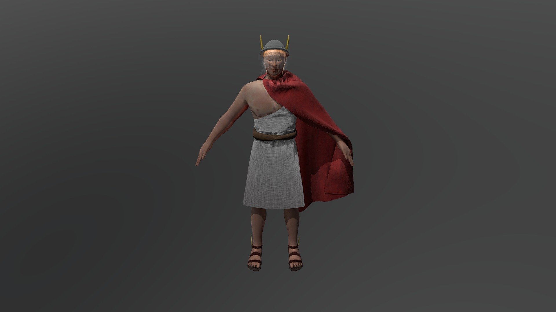 A game-ready 3D model of the Greek god Hermes. An Olympian deity from Greek mythology who can run rapidly and acts as a soul guide, helping them traverse Underworld. He's one of my favourite literary figures and has been called the god of money, thieves, farming, etc. among a few others. Created using ZBrush, Maya, Substance painter and Marvelous Designer 3d model