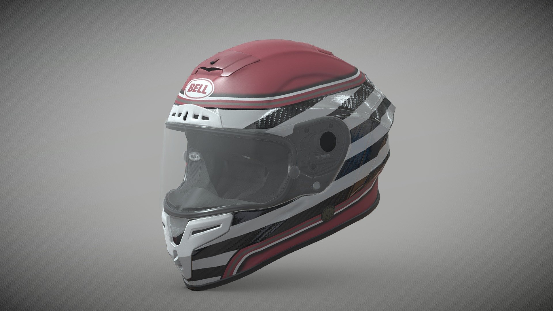 Bell Race Star Flex DLX Helmet. Modeled in Blender, textured in Substance painter. For the project MotoGP22 3d model