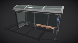 Stylized Bus Stop urban, busstop, metal, props, unrealengine, glass, pbr, stylized, street, gameready