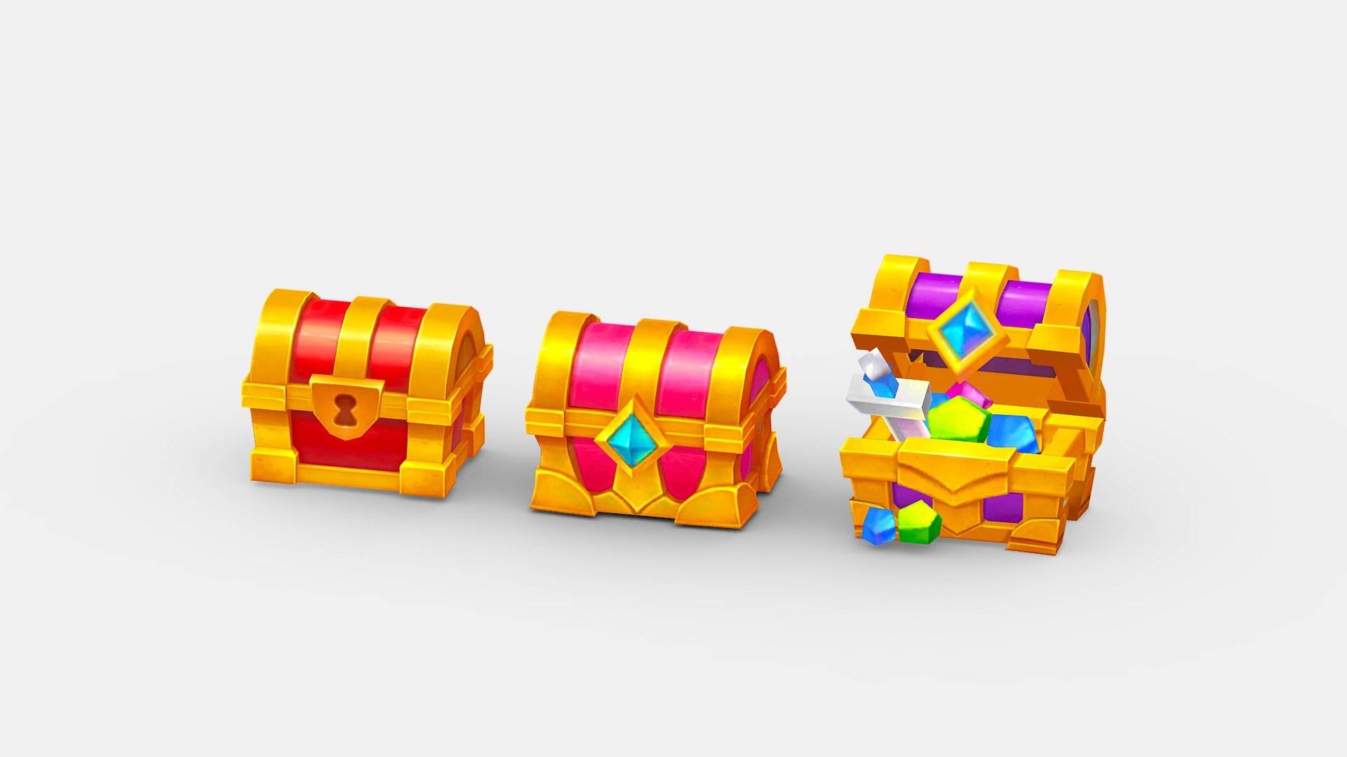 Cartoon crystal treasure chest - Cartoon crystal treasure chest - 3D model by ler_cartoon (@lerrrrr) 3d model