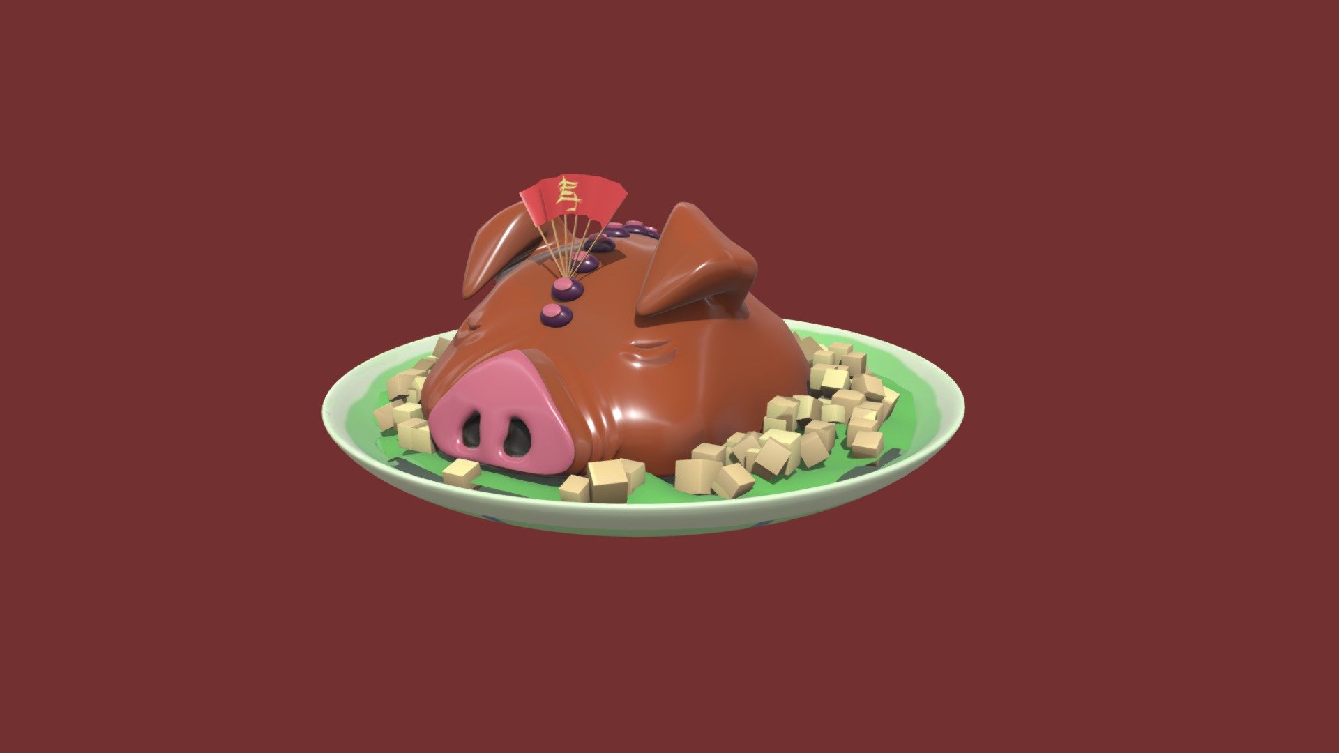 3D pig head dish from the ghibli movie &ldquo;spirited away