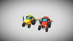 Tractors_Stylized Low-Poly truck, prop, harvester, tractor, farm, farming, props-game, farming-simulator, game, lowpoly, gameart, gameasset, tractor-low-poly, heavyvehicle