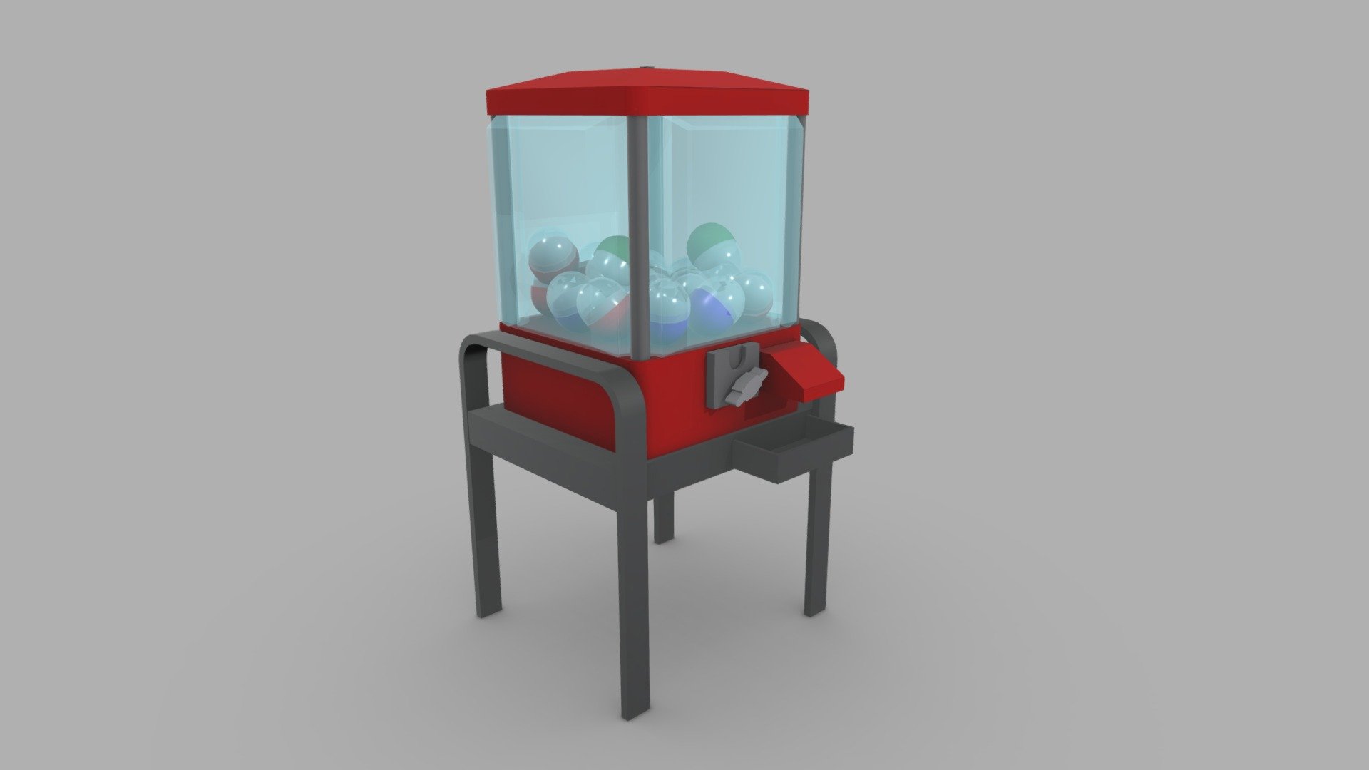 Gachapon Machine i need for one of my Game Projects. Maybe you can make good use of it as well.

It includes the following components:
★ Gachapon Machine

★ Scale:
Real world, Metric

★ Size:
~ 68cm x 64cm x 127cm

★ File formats:
FBX Version 2013

★ UVW Texture coordinates:
UVW Unwrapped

★ Pivot:
At the Bottom Center of the Model

★ Textures:
Diffuse, Ambient Occlusion

★ Animations
None - Gachapon Machine - Red Toy Capsule Station - Buy Royalty Free 3D model by OctoMan 3d model