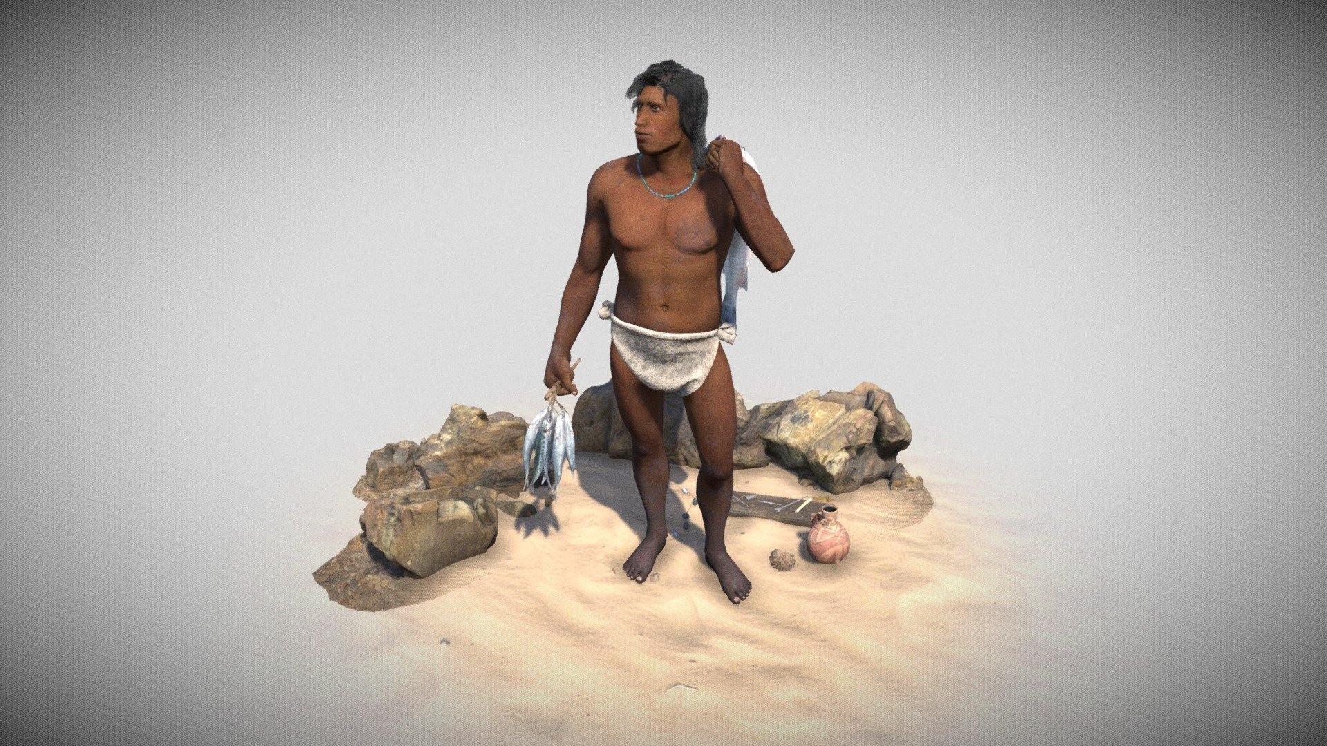 Proyecto de reconstrucción facial realizada a partir de la digitalización 3D del cráneo de un pescador de la cultura Ychsma recuperado en el zona de San Genaro - Armatambo en el distrito de Chorrillos, Lima - Perú.

Proyecto realizado por 3D Stoa - Patrimonio y Tecnología) en coordinación con PAR – Arqueología y Patrimonio Virtual 
Pablo Aparicio Resco, Elena Valero Marín y Javier Durán Híjar 3d model