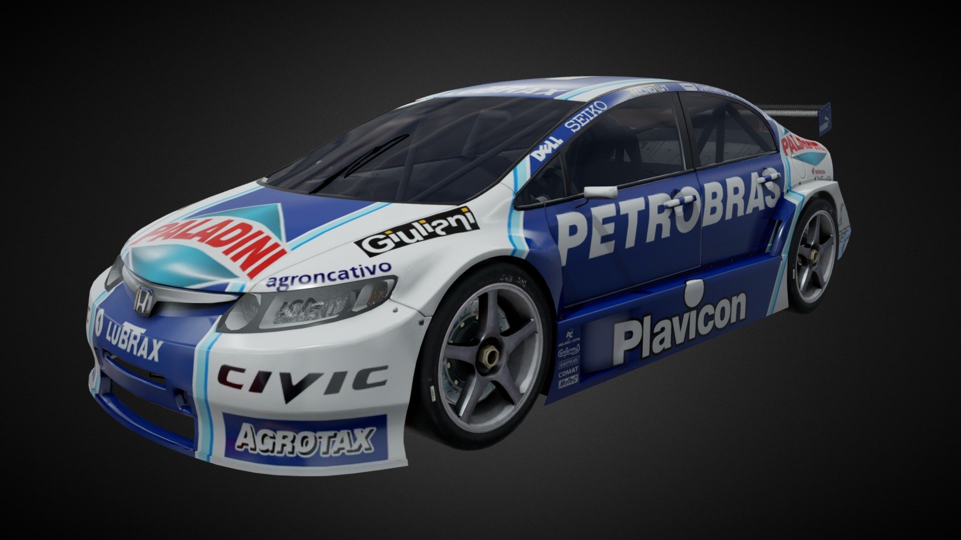 This is a low poly touring race car. Game ready - Honda Civic Turing Race Car - Buy Royalty Free 3D model by Marcelo Barrio (@marcelobarrio2) 3d model