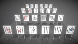 Verkehrszeichen-Fahrstreifentafeln highway, game-ready, road-sign, autobahn, vis-all-3d, 3dhaupt, verkehrszeichen, german-traffic-signs, software-service-john-gmbh, low-poly