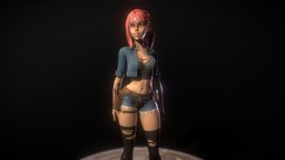 Indiana femalecharacter, waifu, unity, unity3d, blender, lowpoly, blender3d, gameasset, female, highpoly, gameready, noai