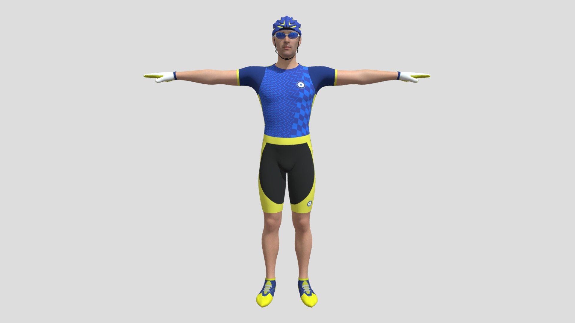 Bicyclist 3D model is a high quality, photo real model that will enhance detail and realism to any of your game projects or commercials. The model has a fully textured, detailed design that allows for close-up renders 3d model