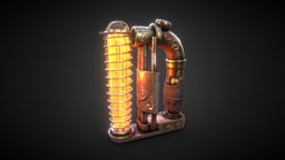 SteamPunk Light rifle, steampunk, survive, low-poly, pbr, gun, light