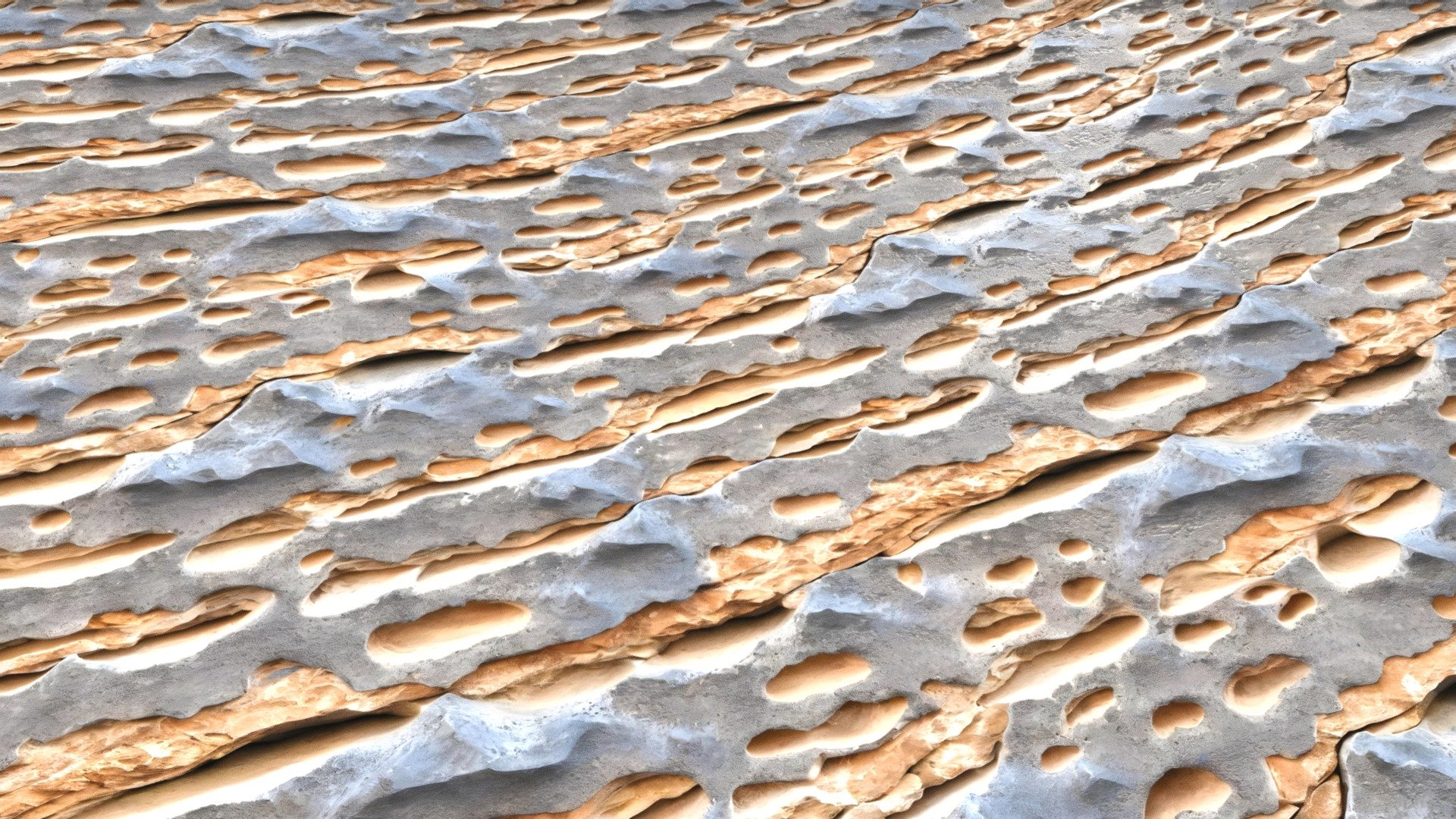AI-generated natural rock wall grey and orange - Natural rock wall grey and orange - Download Free 3D model by Tijerín Art Studio (@tijerin_art) 3d model