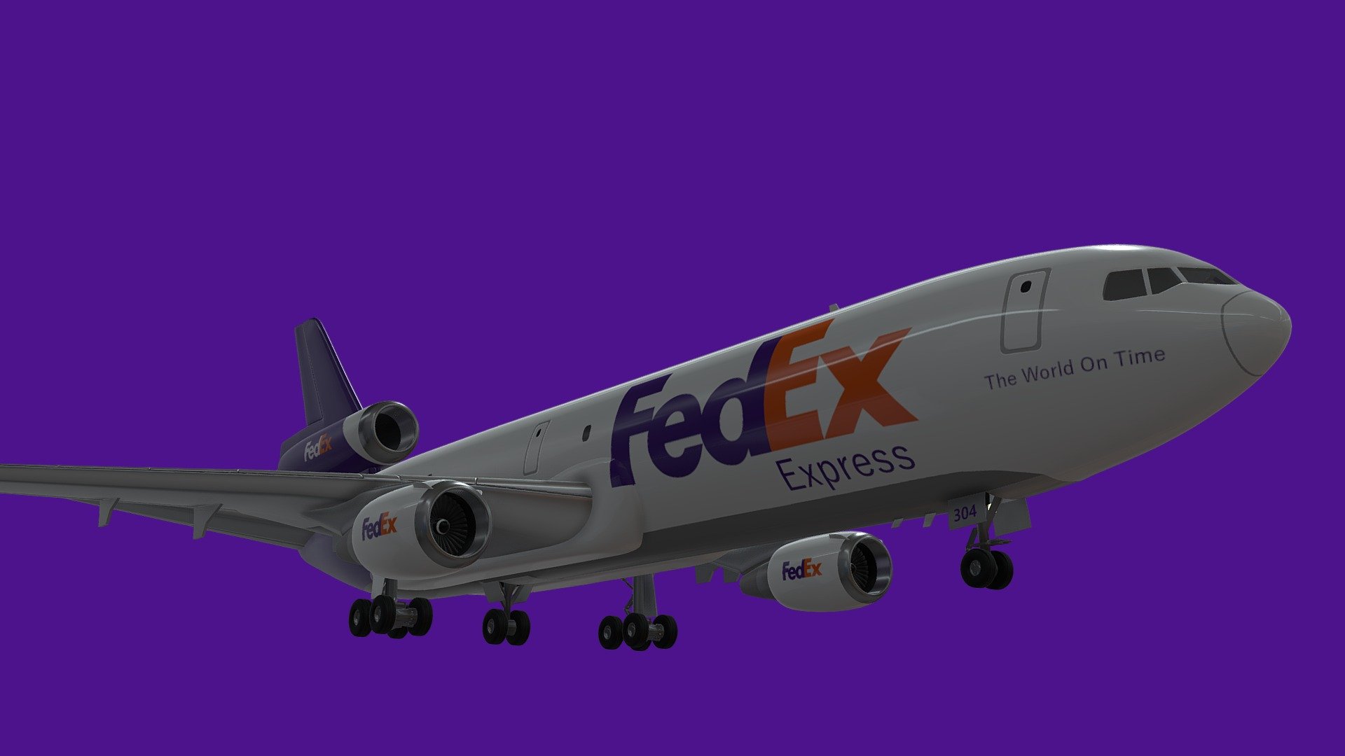 My second airplane in blender, and with the experience I learned from my 787, I was able to create this plane much quicker, and also much better. This model has an improved landing gear + animation, as well as a much lower vertice count making it even better for a game.

Update: HD fuselage texture + texture revamp 

Any questions contact me at joshuatylerwhiting@gmail.com - DC-10-30 FedEx - Download Free 3D model by mudkipz321 3d model