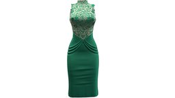 Female Skin Effect Emerald Green Pencil Dress green, neck, pencil, high, knee, effect, girls, with, wedding, night, skirt, dress, deep, emerald, beautiful, womens, elegant, lace, darts, formal, evening, sleeveless, satin, sheer, below, showing, pbr, low, poly, female, royal, skin, bridesmade, legnth