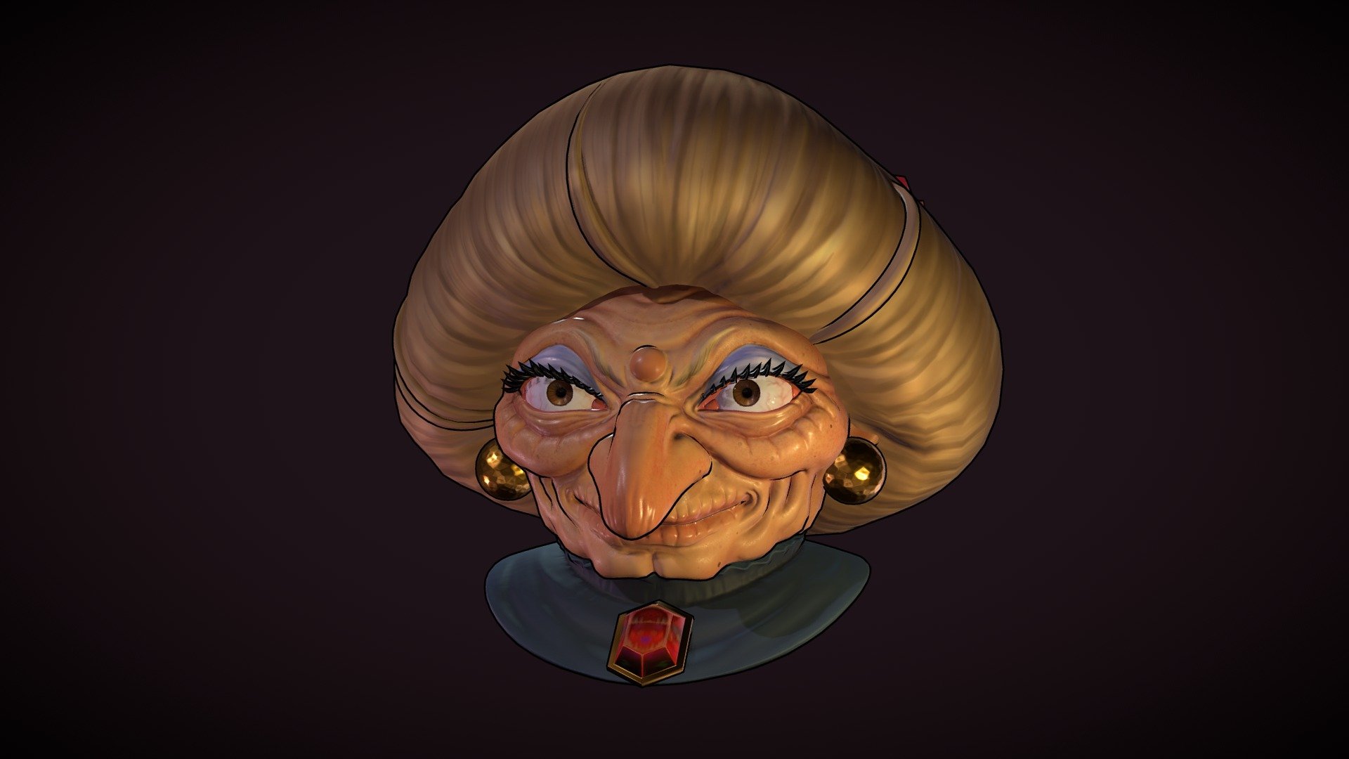 PBR stylized bust of Yubaba from Spirited Away by Studio Ghibli! - Yubaba from Spirited Away - 3D model by Harrison Snatt (@GooGoose) 3d model