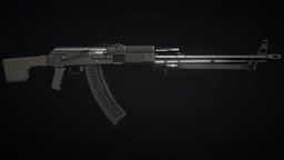 Low-Poly RPK-74m 762x39mm, lowpoly