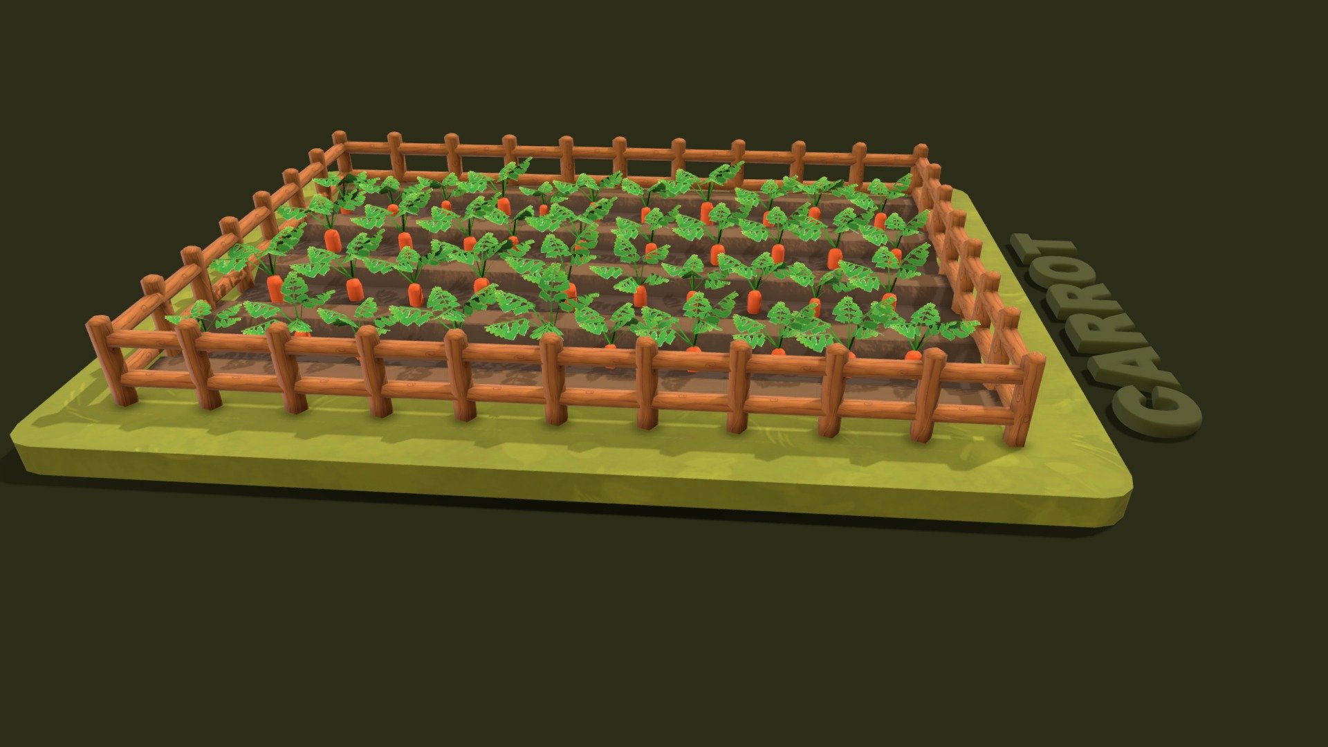 Carrot Farm
Single carrot : 70 Tris
Complete farm: 4512 Tris
Texture : Diffuse, metallic, roughness - Carrot Farm - Buy Royalty Free 3D model by Deepak_Sharma 3d model