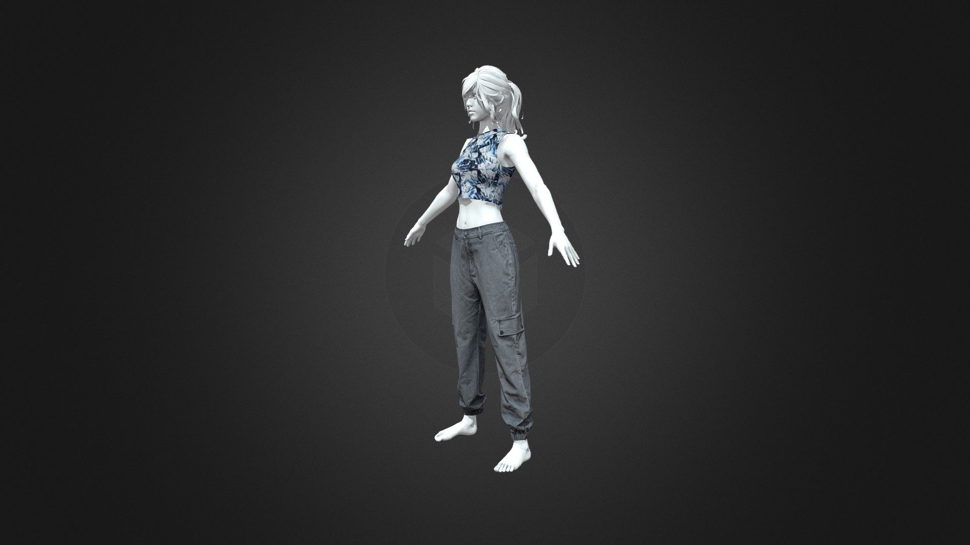 Can be arbitrarily matched
Out of the box（Topoed，UV，Riged）  
Game Ready（Unreal，Unity）
8K High Quality Texture（Diffuse，Normal）
2000-4000 face each
Easy to Clouth Simulation
Easy to Edit（UV，Texture）

Demo:https://youtu.be/G1D4Glsus_8 - Woman Blue Vest+Gray Closure Function Pants - Buy Royalty Free 3D model by MetaClouth 3d model
