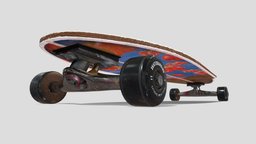 Longboard Surfskate Crusing object, wheel, transportation, product, plank, skate, fun, board, equipment, stylish, single, ride, realistic, real, youth, teenager, recreation, pomegranate, trendy, sweetness, sport
