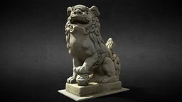 Lion-statue-035M 岡山壽天宮（福德祠） lion, statue, photoscan, photogrammetry