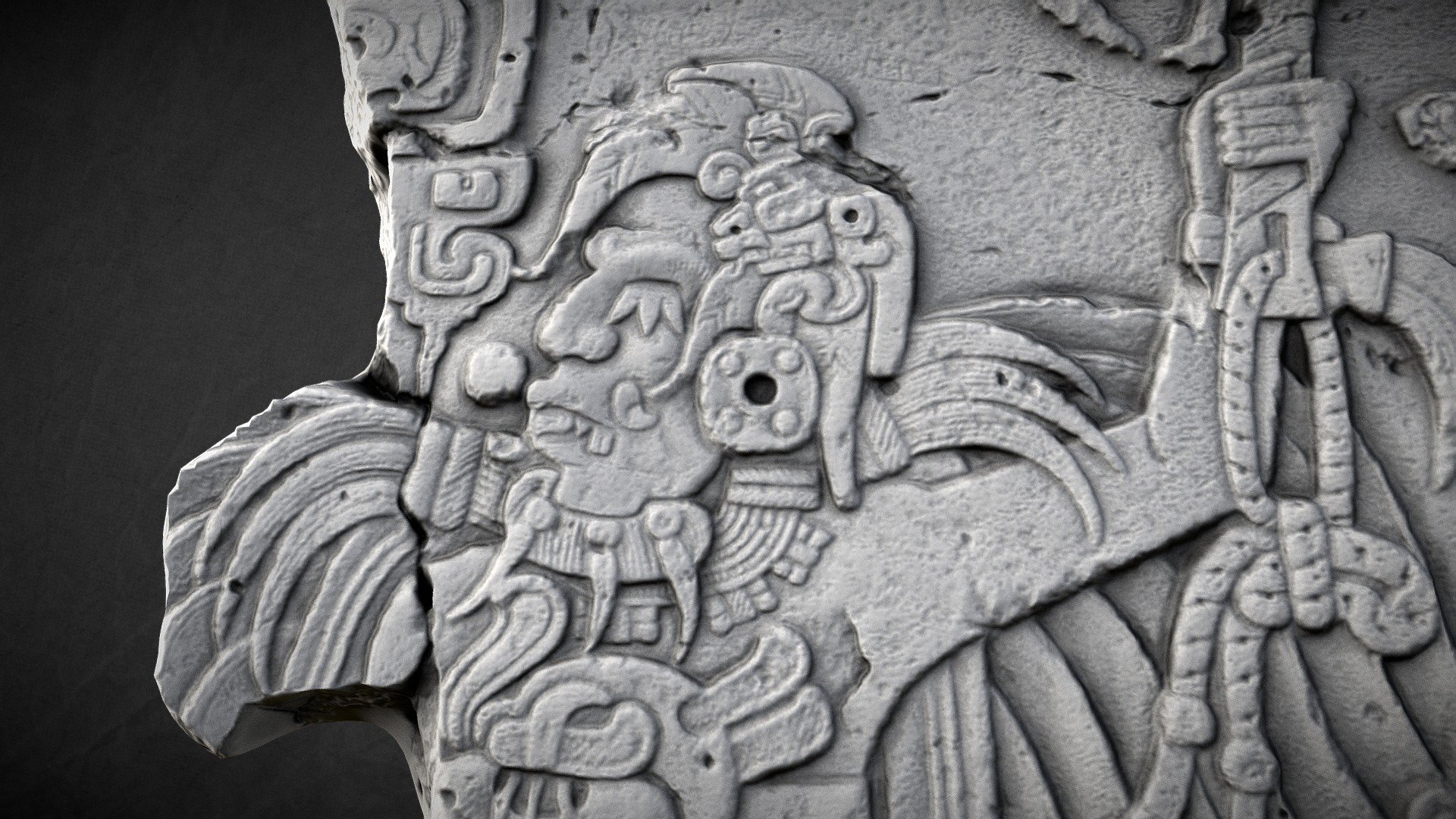 Origin Site:  Kaminaljuyu, Guatemala 
Artifact Identification:  Stela 10 
Location Information:  Museo Nacional 
Country:  Guatemala (curated at the  Museo Nacional de Arqueología y Etnología)
Description:  Three larger fragments of the &ldquo;black altar