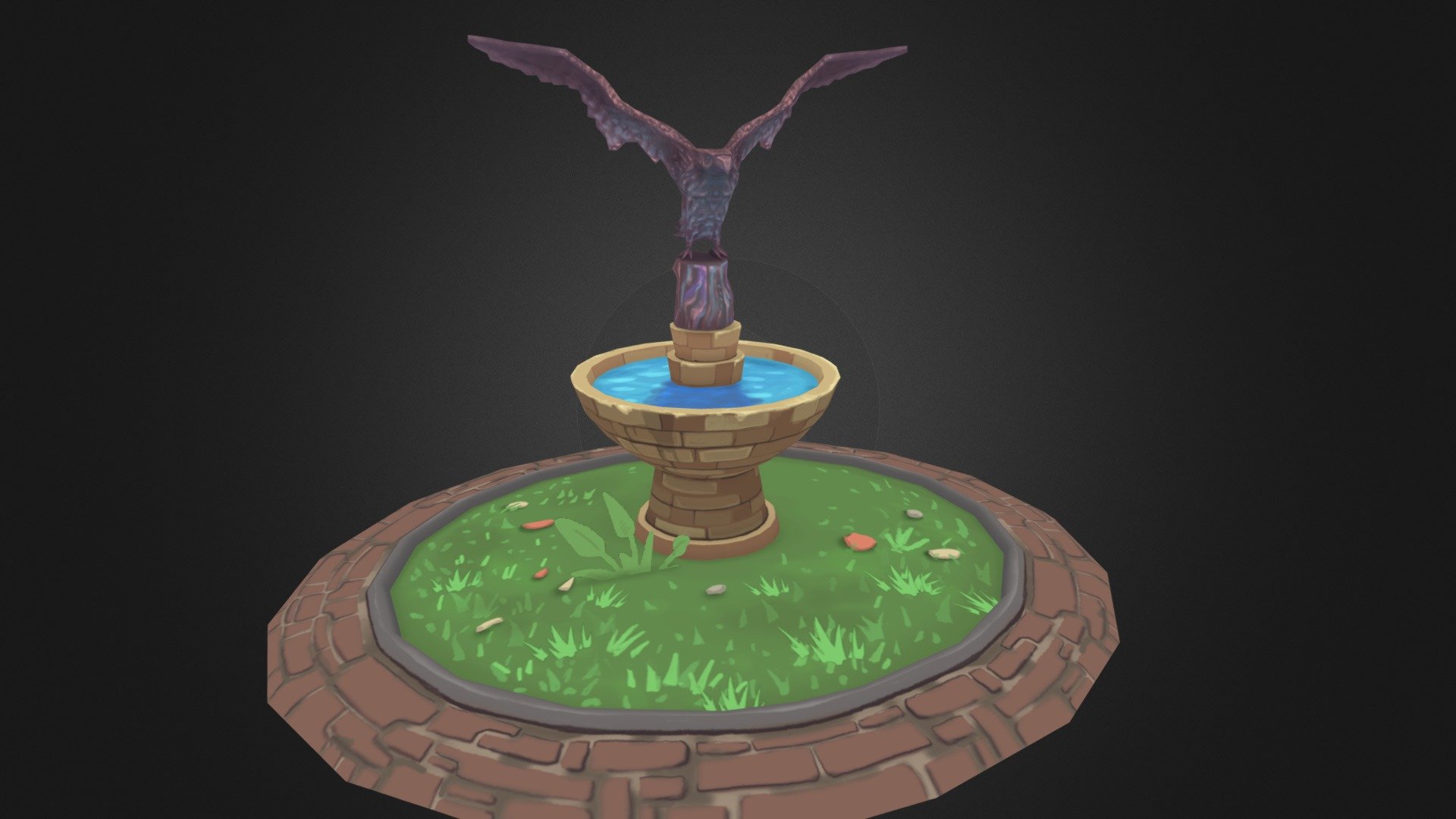 The Eagle and Fountain assets had been my favorite pieces from the TMNT Mutant Madness zoo scene. It was fun to do the surface work on the state and especially fun to paint in the bounced underlighting from the water below 3d model
