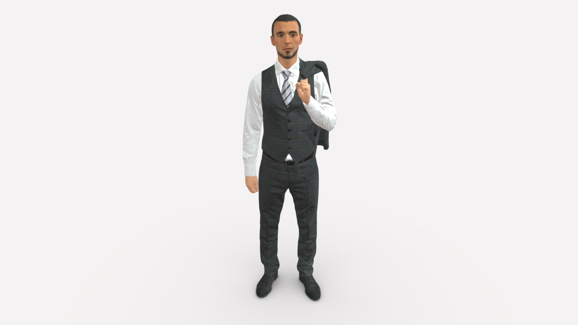 We provide unique 3d scanned models with realistic proportions for closeup and medium-distance views in artworks, paintings and classes. As well as architectural visualization projects.

Main features:




high-end realistic 3d scanned model;

realistic proportions;

highest quality;

low price;

saves you time for more time in landscaping and interiors visualization.

FEATURES 




3d scanned model 

Extremely clean

Edge Loops based

smoothable

symmetrical

professional quality UV map

high level of detail

high resolution textures

real-world scale

system unit: cm

TEXTURES 




Textural Resolution: 4096 x 4096

Color Map

The model is suitable for stereolithography 3d printing 

The model is also ready for fullcolour 3d printing - 001055 man in gray three piece suit - Buy Royalty Free 3D model by 3DFarm 3d model