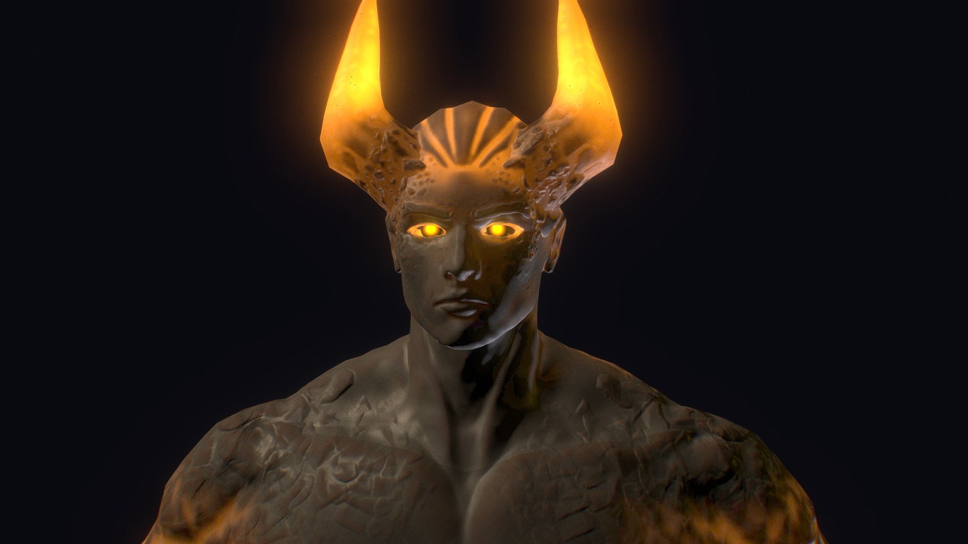 Muscular horned character with emissive properties 3d model
