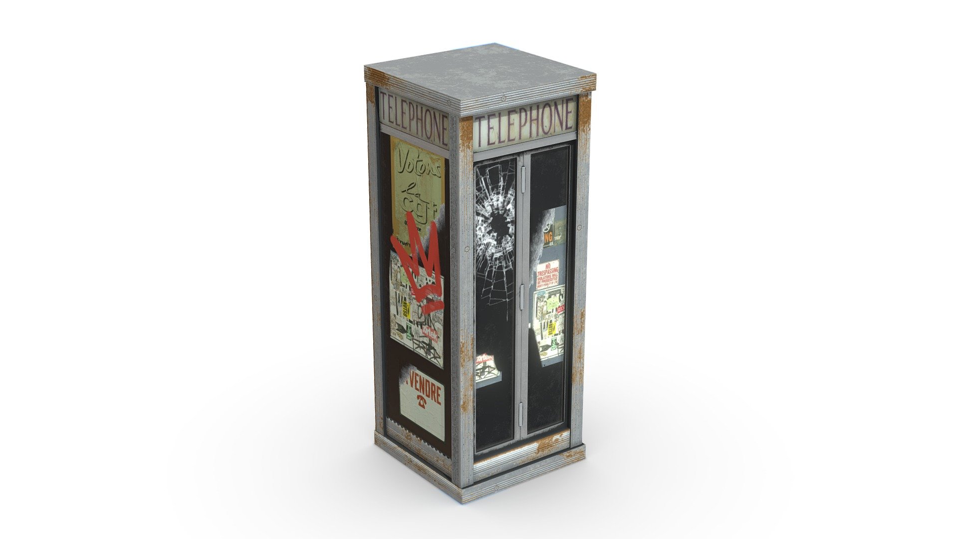 Free download：www.freepoly.org - Telephone Booth-Freepoly.org - Download Free 3D model by Freepoly.org (@blackrray) 3d model