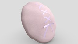Beret(Lace-up slim ribbon)/PINK💮📷 ribbon, vrchat, beret, lace-up, vroid, vroidstudio