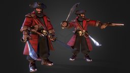 Pirate Captain unreal, captain, game-ready, cartoon, pbr, pirate