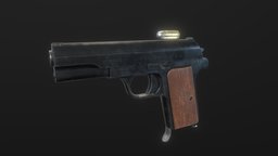 37M Frommer lowpoly ww2, army, handgun, pistol, hungary, weapon, lowpoly, gameasset, gun