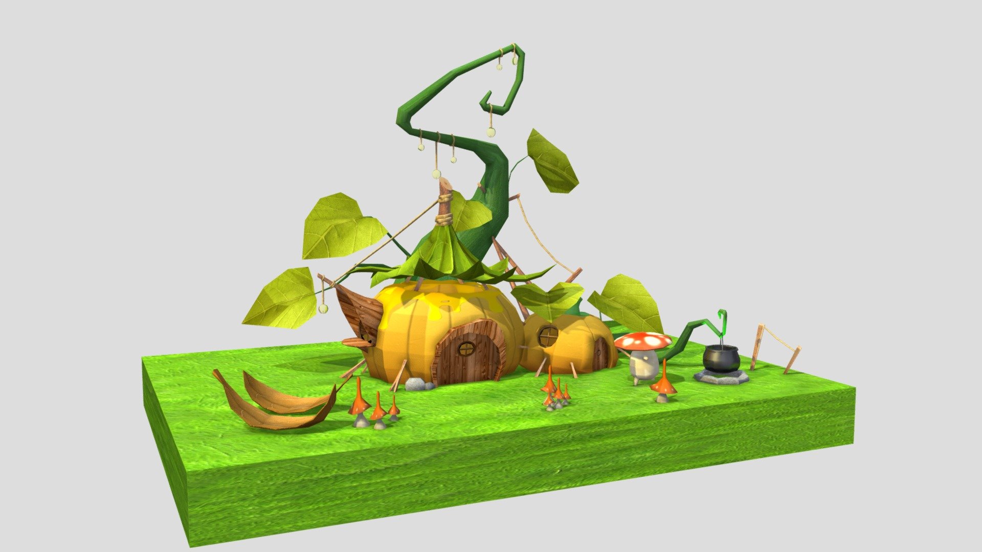 This is our second project for the 3D Modeling university subject. Like last time we where resquest to recreate this house from a concept art of the Freelance Concept Artist Etienne Savoie, which you can check out here https://www.artstation.com/artwork/OoPqY8. In addition we also had to create a character that we thought would go well with the scenery. All withing the limits of 6000 tris 3d model